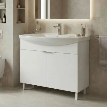 Dulap de baie cu chiuveta, Hanah Home, Purus 100, Alb a444 imagine