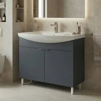 Dulap de baie cu chiuveta, Hanah Home, Purus 100, Antracit mat 22ab imagine