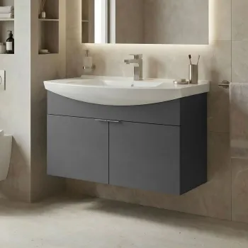 Dulap de baie cu chiuveta, Hanah Home, Purus 100, Antracit mat 97f6 imagine