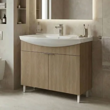 Dulap de baie cu chiuveta, Hanah Home, Purus 100, Stejar Sonomo 3ce1 imagine