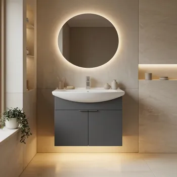 Dulap de baie cu chiuveta, Hanah Home, Purus 55, Antracit mat 8d26 imagine