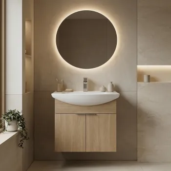 Dulap de baie cu chiuveta, Hanah Home, Purus 55, Stejar Sonomo 65c9 imagine