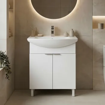 Dulap de baie cu chiuveta, Hanah Home, Purus 65, Alb 67ff imagine