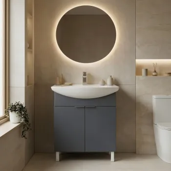 Dulap de baie cu chiuveta, Hanah Home, Purus 65, Antracit mat 1bbd imagine