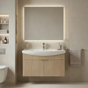 Dulap de baie cu chiuveta, Hanah Home, Purus 80, Stejar Sonomo 7b8d imagine