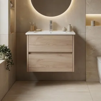 Dulap de baie cu chiuveta, Hanah Home, Side 65 v2, Stejar e8de imagine