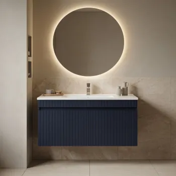 Dulap de baie cu chiuveta, Hanah Home, Tivoli 100, Albastru marin mat c5d0 imagine