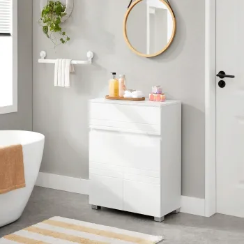 Dulap de baie cu raft ajustabil Vasagle, 60x30x80 cm, MDF/PAL, alb 427e imagine