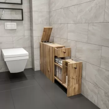 Dulap de baie cu sertar glisant Calencia, Kalune Design, 19x60x55 cm, natural 045c imagine