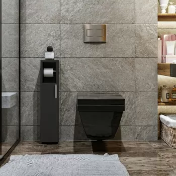 Dulap de baie cu suport hartie igienica Star, Kalune Design, 15x12x65 cm, antracit 81e3 imagine