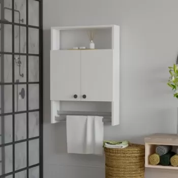 Dulap de baie cu suport prosop Banyo, Puqa Design, 60x15x87 cm, alb 647d imagine