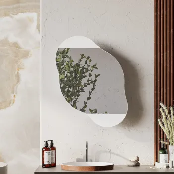Dulap de baie, Decortie, Cloud Storage Bathroom Wall Mirror, 60x75x13 cm, PAL, Alb fa2f imagine