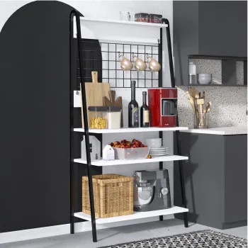 Dulap de bar pentru cafea, Elegance, Benco, 84x170x40 cm, PAL, Alb/Negru 13b2 imagine