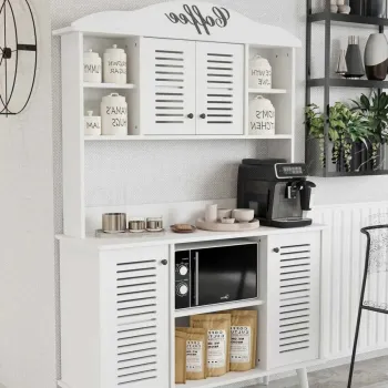Dulap de bar pentru cafea, Hanah Home, Avior 120, 120x170x40 cm, MDF LAMINAT, Alb 4a46 imagine