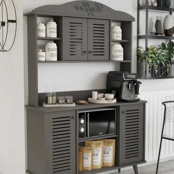 Dulap de bar pentru cafea, Hanah Home, Avior 120, 120x170x40 cm, MDF LAMINAT, Gri e68d imagine