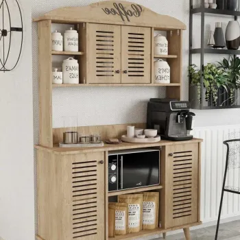 Dulap de bar pentru cafea, Hanah Home, Avior 120, 120x170x40 cm, MDF LAMINAT, Maro ded9 imagine