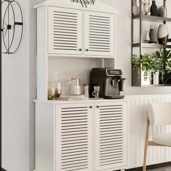 Dulap de bar pentru cafea, Hanah Home, Avior 90, 90x170x40 cm, MDF LAMINAT, Alb acfd imagine