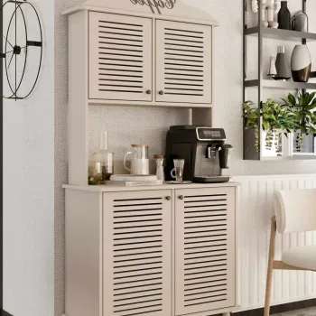 Dulap de bar pentru cafea, Hanah Home, Avior 90, 90x170x40 cm, MDF LAMINAT, Gresie e06b imagine