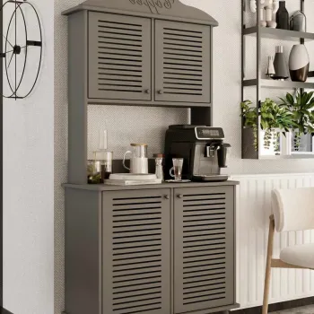 Dulap de bar pentru cafea, Hanah Home, Avior 90, 90x170x40 cm, MDF LAMINAT, Gri 085d imagine