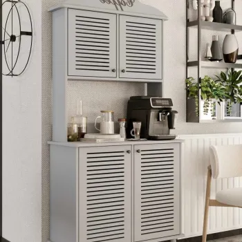 Dulap de bar pentru cafea, Hanah Home, Avior 90, 90x170x40 cm, MDF LAMINAT, Gri deschis 6287 imagine
