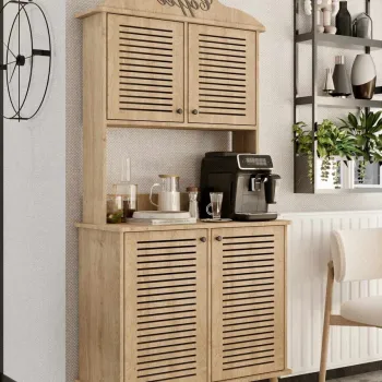 Dulap de bar pentru cafea, Hanah Home, Avior 90, 90x170x40 cm, MDF LAMINAT, Maro db1a imagine