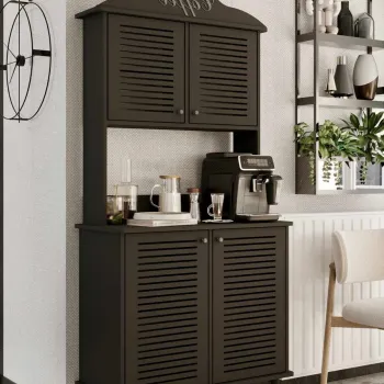 Dulap de bar pentru cafea, Hanah Home, Avior 90, 90x170x40 cm, MDF LAMINAT, Negru 80f4 imagine