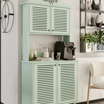 Dulap de bar pentru cafea, Hanah Home, Avior 90, 90x170x40 cm, MDF LAMINAT, Verde menta 059f imagine