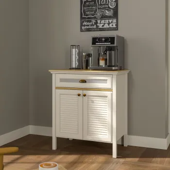 Dulap de bar pentru cafea, Hanah Home, FRN-21035, 80.4x90.1x52.1 cm, PAL, Crem / Stejar / Gri 7a42 imagine