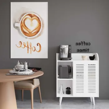 Dulap de bar pentru cafea, Hanah Home, Magnetar, 90x109x40 cm, MDF LAMINAT, Alb c587 imagine