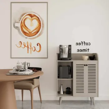 Dulap de bar pentru cafea, Hanah Home, Magnetar, 90x109x40 cm, MDF LAMINAT, Gresie 193a imagine