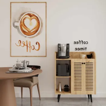Dulap de bar pentru cafea, Hanah Home, Magnetar, 90x109x40 cm, MDF LAMINAT, Maro 1f51 imagine