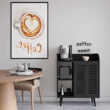 Dulap de bar pentru cafea, Hanah Home, Magnetar, 90x109x40 cm, MDF LAMINAT, Negru d10f imagine