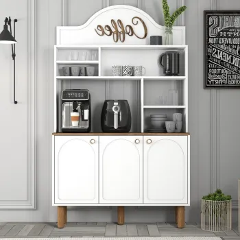 Dulap de bar pentru cafea, Hommy Craft, Bohem 860, 120x203x35 cm, PAL, Alb d34e imagine