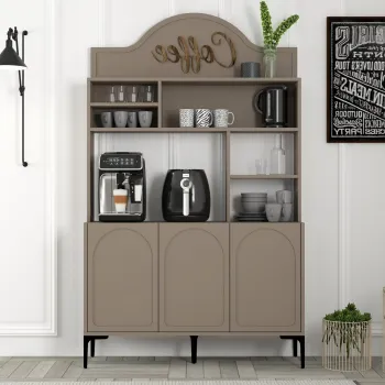 Dulap de bar pentru cafea, Hommy Craft, Lyon 120, 120x202x35 cm, PAL, Atlas / Negru d197 imagine