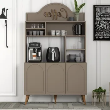 Dulap de bar pentru cafea, Hommy Craft, Lyon 120, 120x202x35 cm, PAL, Atlas / Nuc d16f imagine