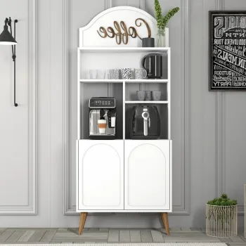 Dulap de bar pentru cafea, Hommy Craft, Lyon 80, PAL, Alb/Maro 670d imagine