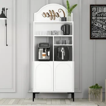 Dulap de bar pentru cafea, Hommy Craft, Lyon 80, PAL, Alb/Negru 5a04 imagine