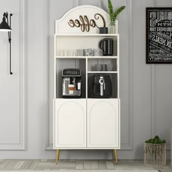 Dulap de bar pentru cafea, Hommy Craft, Lyon 80, PAL, Crem / Aur ab55 imagine