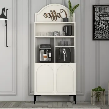 Dulap de bar pentru cafea, Hommy Craft, Lyon 80, PAL, Crem/Negru 7622 imagine