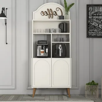 Dulap de bar pentru cafea, Hommy Craft, Lyon 80, PAL, Crema/Nuca b37f imagine