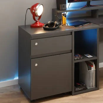 Dulap de birou cu roti si cheie File Guard, Inter Link, 44x51.3x76.9 cm, lemn, antracit 5367 imagine