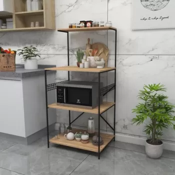 Dulap de bucatarie Anemon, Kalune Design, 60x45x124 cm, natural/negru b04c imagine