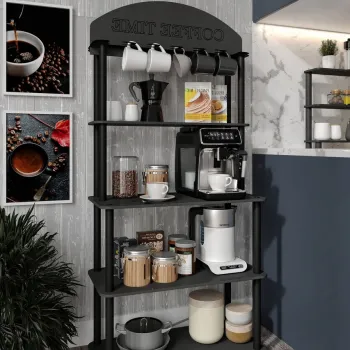 Dulap de bucatarie, Hanah Home, Time, 34x69x140 cm, MDF , Negru ac64 imagine