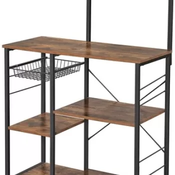Dulap de bucatarie, Vasagle, 90 x 40 x 132 cm, fier/PAL, maro rustic 79bc imagine