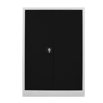 Dulap de depozitare cu incuietoare, Shelvoria, Js1002Si, 92x130x40 cm, Otel, Gri/Negru b14b imagine