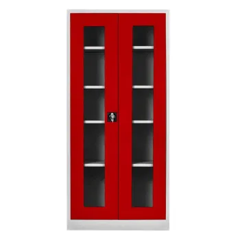 Dulap de depozitare cu incuietoare, Shelvoria, Js1005Kir, 92x198x40 cm, Otel, Gri/Rosu 8f33 imagine