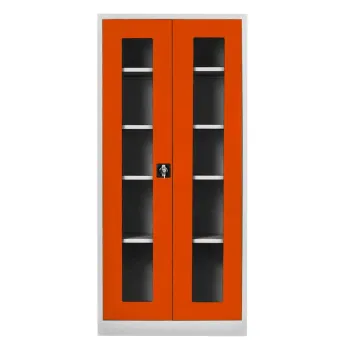 Dulap de depozitare cu incuietoare, Shelvoria, Js1005Tu, 92x198x40 cm, Otel, Gri / Portocaliu 9835 imagine