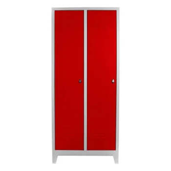 Dulap de depozitare cu incuietoare, Shelvoria, Js1011Ki, 79x185x40 cm, Otel, Gri/Rosu bf41 imagine