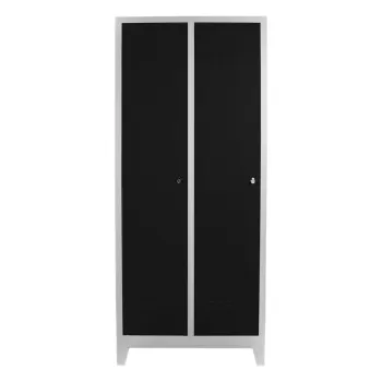 Dulap de depozitare cu incuietoare, Shelvoria, Js1011Si, 79x185x40 cm, Otel, Gri/Negru f7a3 imagine