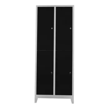 Dulap de depozitare cu incuietoare, Shelvoria,  Js1013Si, 79x200x40 cm, Otel, Gri/Negru 567f imagine